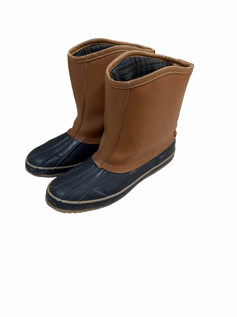 Duck Boots Size 8 Brown Leather Black Rubber Waterproof Winter Rain Boots